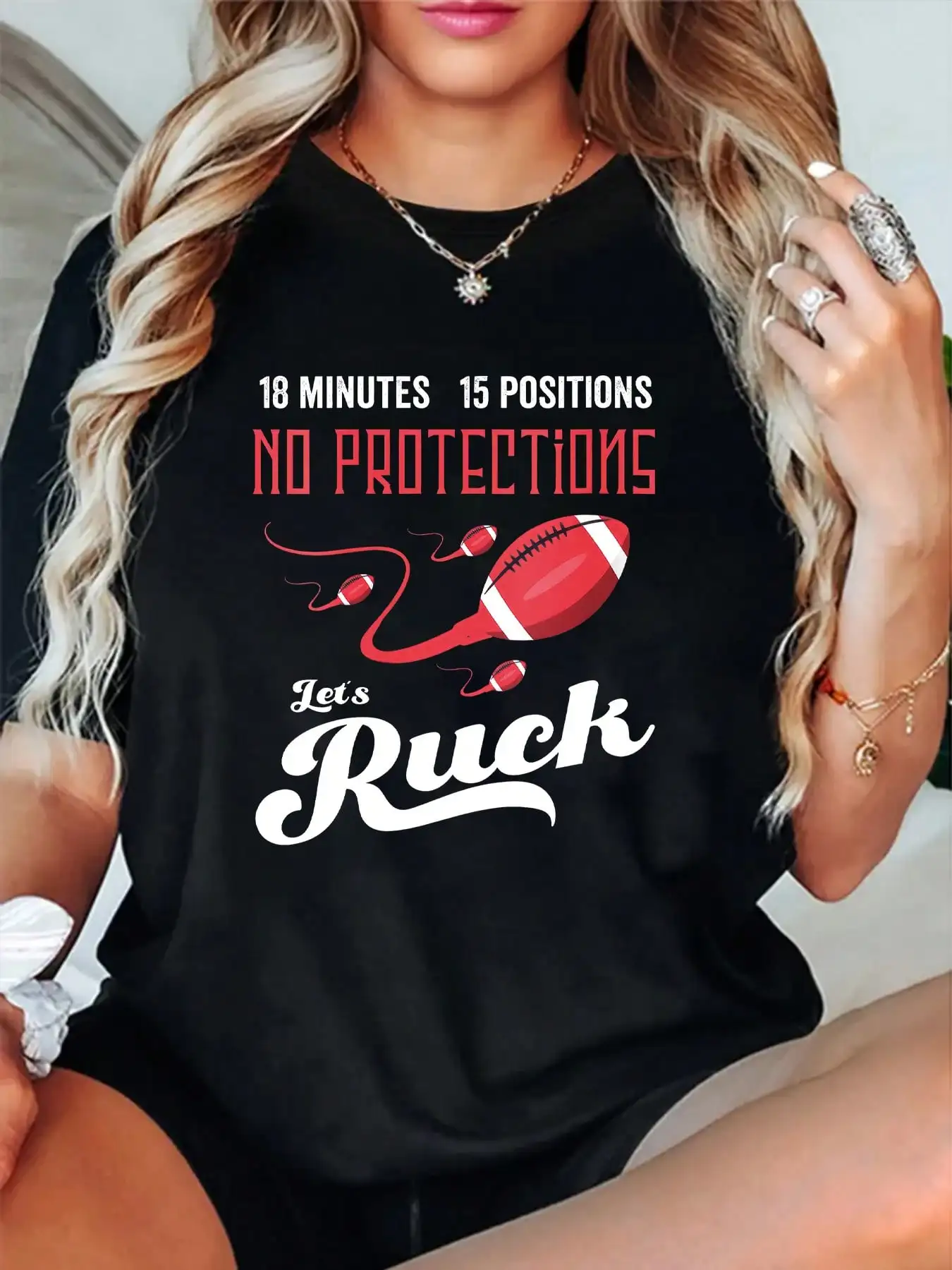 No Protections Rugby Print Round Neck Short Sleeve T-Shirt For Women Casual, Summer , Women Top Tees Women Tops
No Protections Rugby Print Round Neck Short Sleeve T-Shirt For Women Casual, Summer , Women Top Tees Women Tops