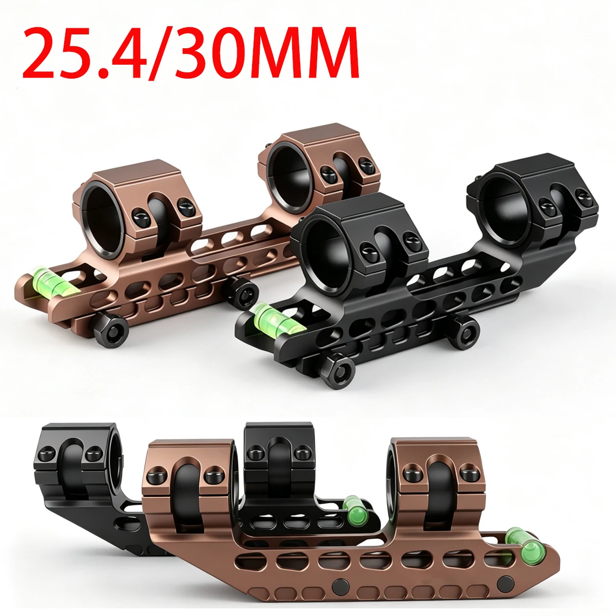 Tactical 25.4mm/30mm One Piece Mounts Dual Ring Cantilever Heavy Duty Scope Mount with Bubble Level for Picatinny Scope
Tactical 25.4mm/30mm One Piece Mounts Dual Ring Cantilever Heavy Duty Scope Mount with Bubble Level for Picatinny Scope