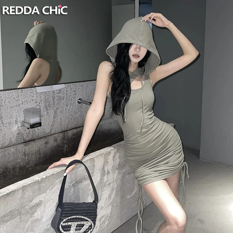 ReddaChic Women Drawstring Bodycon with Hood Hotties Cut-out Stretchy Rib Knit Slim Fit Mini Tank Dress Summer Night Clubwear
ReddaChic Women Drawstring Bodycon with Hood Hotties Cut-out Stretchy Rib Knit Slim Fit Mini Tank Dress Summer Night Clubwear