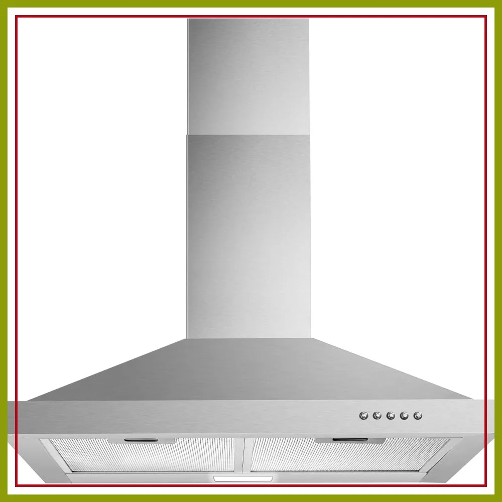 30 inch Wall Mount Range Hood, Ducted/Ductless Convertible, Stainless Steel Chimney-Style Over Stove Vent with LED Light, 3 Speed 450 CFM
30 inch Wall Mount Range Hood, Ducted/Ductless Convertible, Stainless Steel Chimney-Style Over Stove Vent with LED Light, 3 Speed 450 CFM