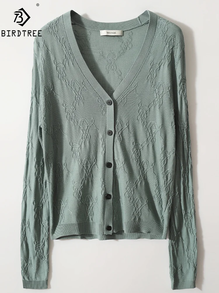 BirdTree, 100%Mulberry Silk Elegant Knit Cardigan, Women Long Sleeve Air-conditioned Cloth, Chic Slim Tops, Summer Fall C46660QM
BirdTree, 100%Mulberry Silk Elegant Knit Cardigan, Women Long Sleeve Air-conditioned Cloth, Chic Slim Tops, Summer Fall C46660QM
