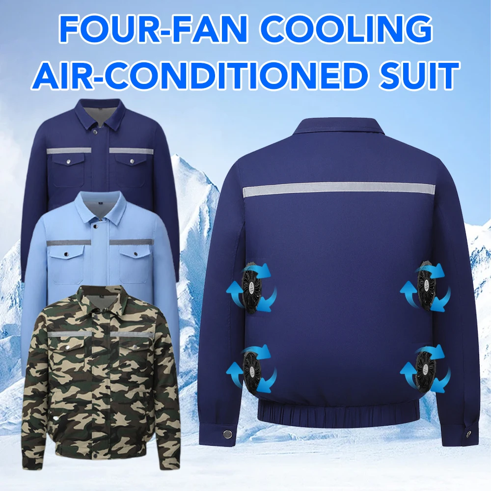 Summer Cooling Jacket Four Hole Fan Clothing Refrigeration Men's Air Conditioning Clothes With Reflective Strip Work Clothes
Summer Cooling Jacket Four Hole Fan Clothing Refrigeration Men's Air Conditioning Clothes With Reflective Strip Work Clothes