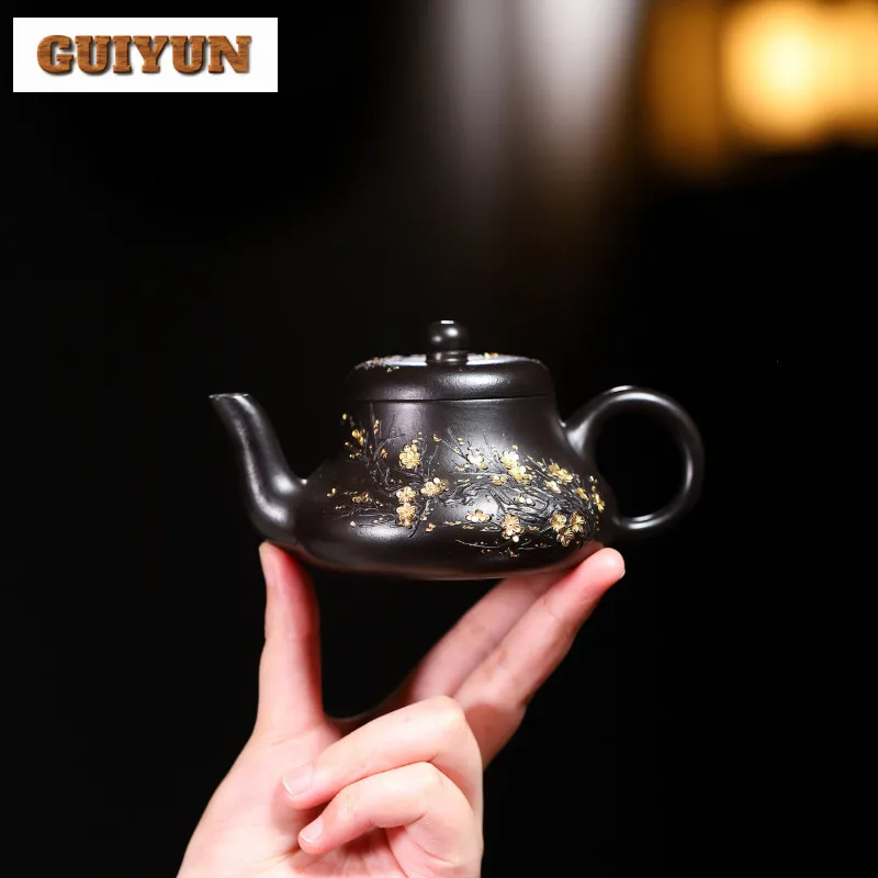 Чайник из фиолетовой глины Исин, 160 мл, золотой рисунок ручной работы, дань де горшок, необработанная руда, дахунпао, снижающий запекание, грязевой чайник, чайный сервиз Zisha
Чайник из фиолетовой глины Исин, 160 мл, золотой рисунок ручной работы, дань де горшок, необработанная руда, дахунпао, снижающий запекание, грязевой чайник, чайный сервиз Zisha