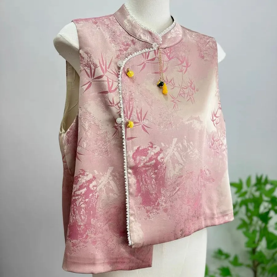 Женский жилет Chinoiserie Sle, летний модный элегантный топ с вышитыми пуговицами в стиле ретро, шелковая поверхность, топ для поездок на работу, обычная длина
Женский жилет Chinoiserie Sle, летний модный элегантный топ с вышитыми пуговицами в стиле ретро, шелковая поверхность, топ для поездок на работу, обычная длина