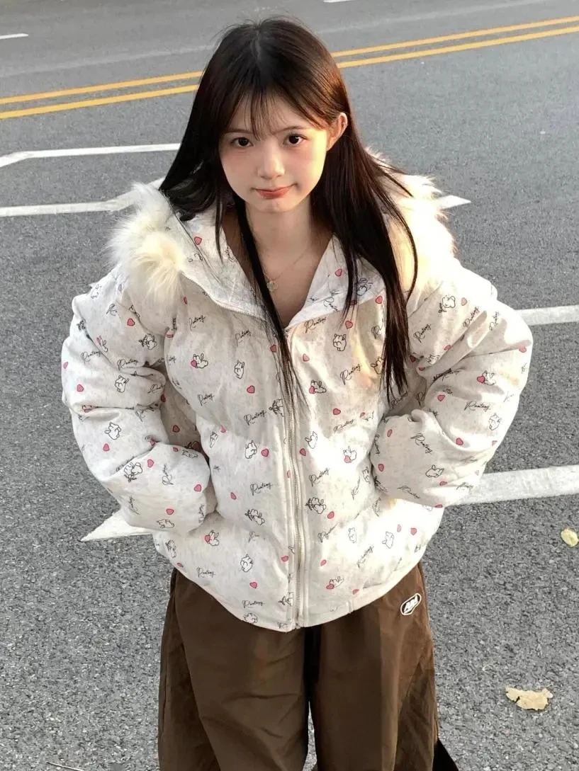 Winter Short Cotton Jacket Women 2024 New Sweet Gentle Soft Warm Winter Coats Hooded Jackets Printed Pattern Outwear
Winter Short Cotton Jacket Women 2024 New Sweet Gentle Soft Warm Winter Coats Hooded Jackets Printed Pattern Outwear