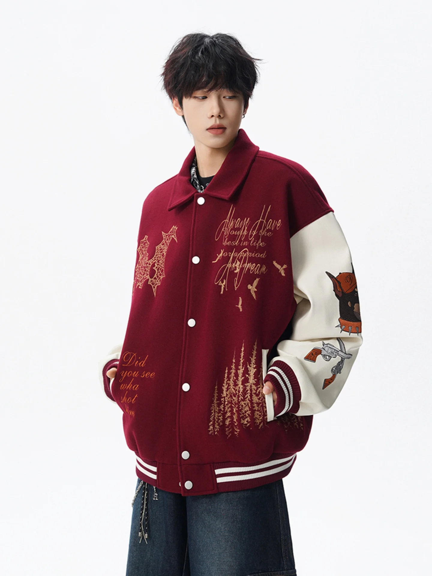 Heavyweight Bae Baseball Jaet Men's Retro Patchwork Embroidered Loose Flight Jaet Youthful ular Autumn Faion
Heavyweight Bae Baseball Jaet Men's Retro Patchwork Embroidered Loose Flight Jaet Youthful ular Autumn Faion