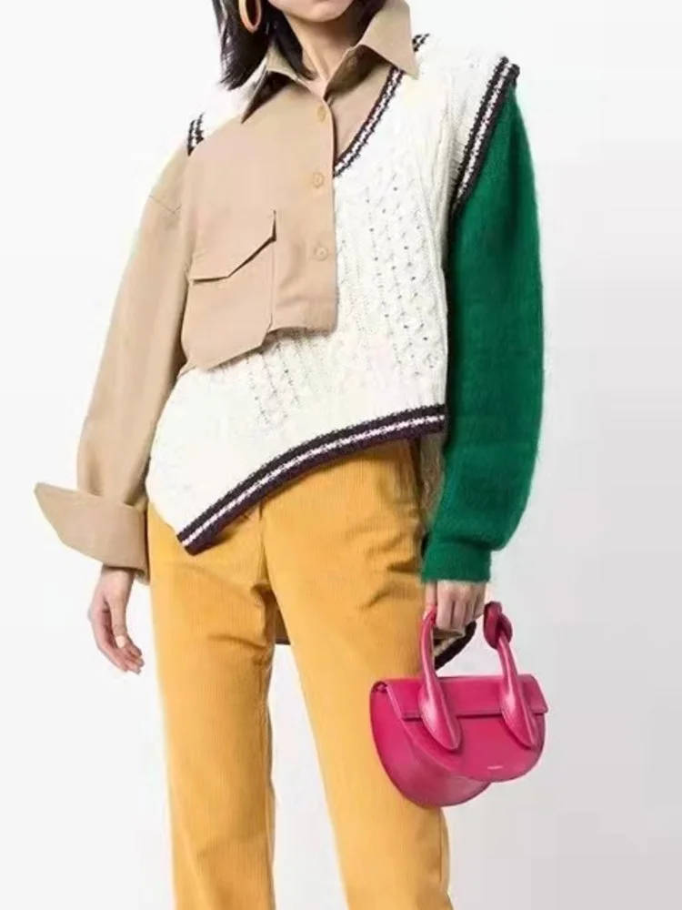 Fashion Women's Jackets New Lapel Irregular Patchwork Knitted Long Sleeve Single Breasted Coat Autumn 2023 Tide O433
Fashion Women's Jackets New Lapel Irregular Patchwork Knitted Long Sleeve Single Breasted Coat Autumn 2023 Tide O433
