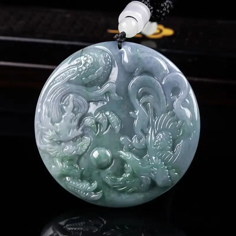 Natural jadeite hand-carved blue wate pendant dragon and phoenix brand men and women couple personality necklace amulet gift
Natural jadeite hand-carved blue wate pendant dragon and phoenix brand men and women couple personality necklace amulet gift