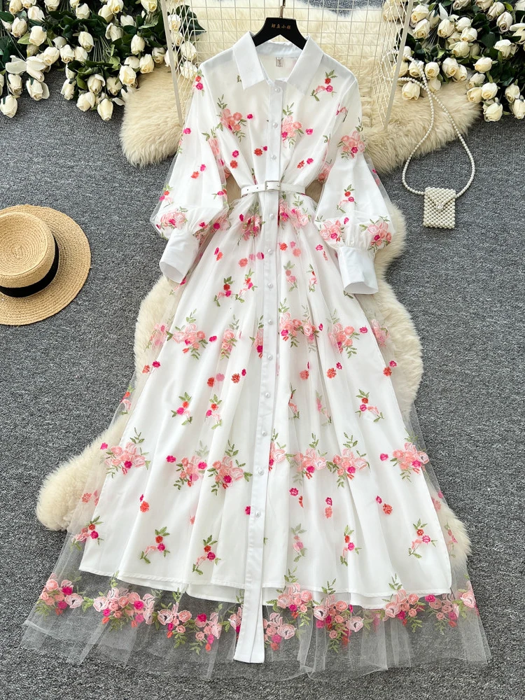 Spring\Autumn French Collar Lantern Sleeve Printed Lace Dress for Women's New Fashionable Slim Fit Mesh Elegant Party Dress S510
Spring\Autumn French Collar Lantern Sleeve Printed Lace Dress for Women's New Fashionable Slim Fit Mesh Elegant Party Dress S510