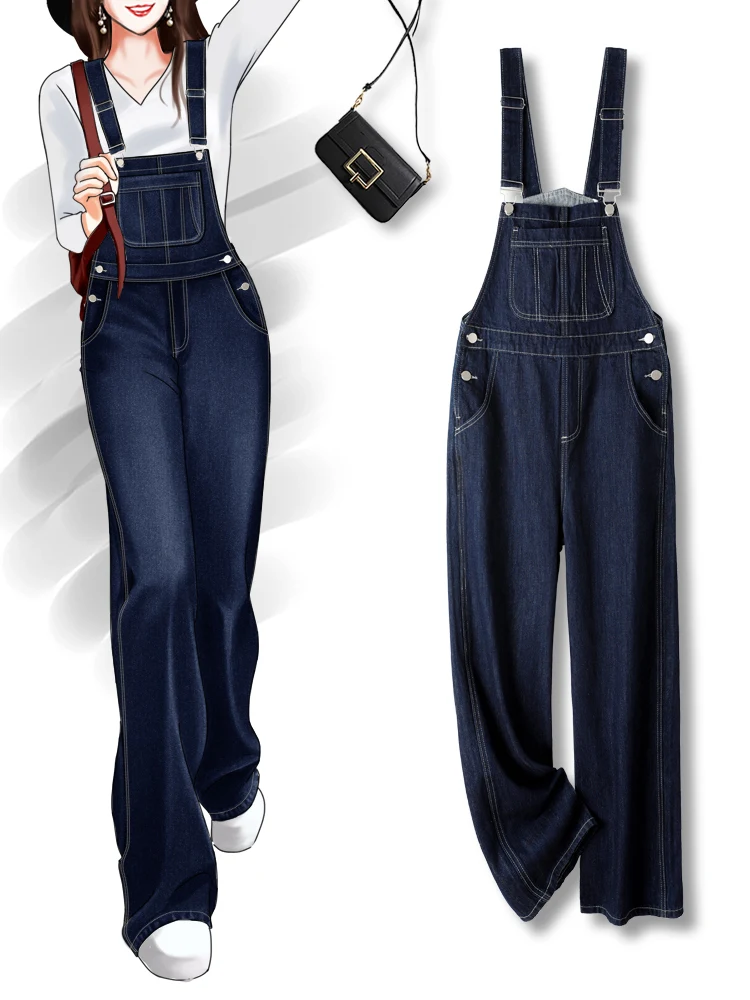 Deep Blue Denim Overalls Women's Spring Autumn Loose Fit American Style High Waist Wide Leg Jeans Onesie Worn Resistant
Deep Blue Denim Overalls Women's Spring Autumn Loose Fit American Style High Waist Wide Leg Jeans Onesie Worn Resistant