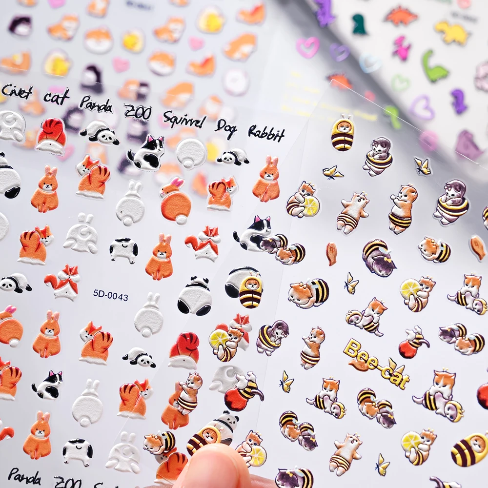 1pcs Cute Dinosaur Cartoons Nail Stickers 5D Bee Rabbit Kawaii Animals Nail Decals Self-Adhesive Kids Girl Manicure Sticker Toy-
1pcs Cute Dinosaur Cartoons Nail Stickers 5D Bee Rabbit Kawaii Animals Nail Decals Self-Adhesive Kids Girl Manicure Sticker Toy-
