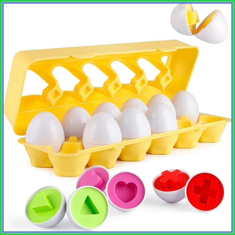Matching Eggs 12pcs Color Shape Sorter Puzzle Toddler Travel Game Early Learning Educational Fine Motor Skill Montessori Gift
Matching Eggs 12pcs Color Shape Sorter Puzzle Toddler Travel Game Early Learning Educational Fine Motor Skill Montessori Gift