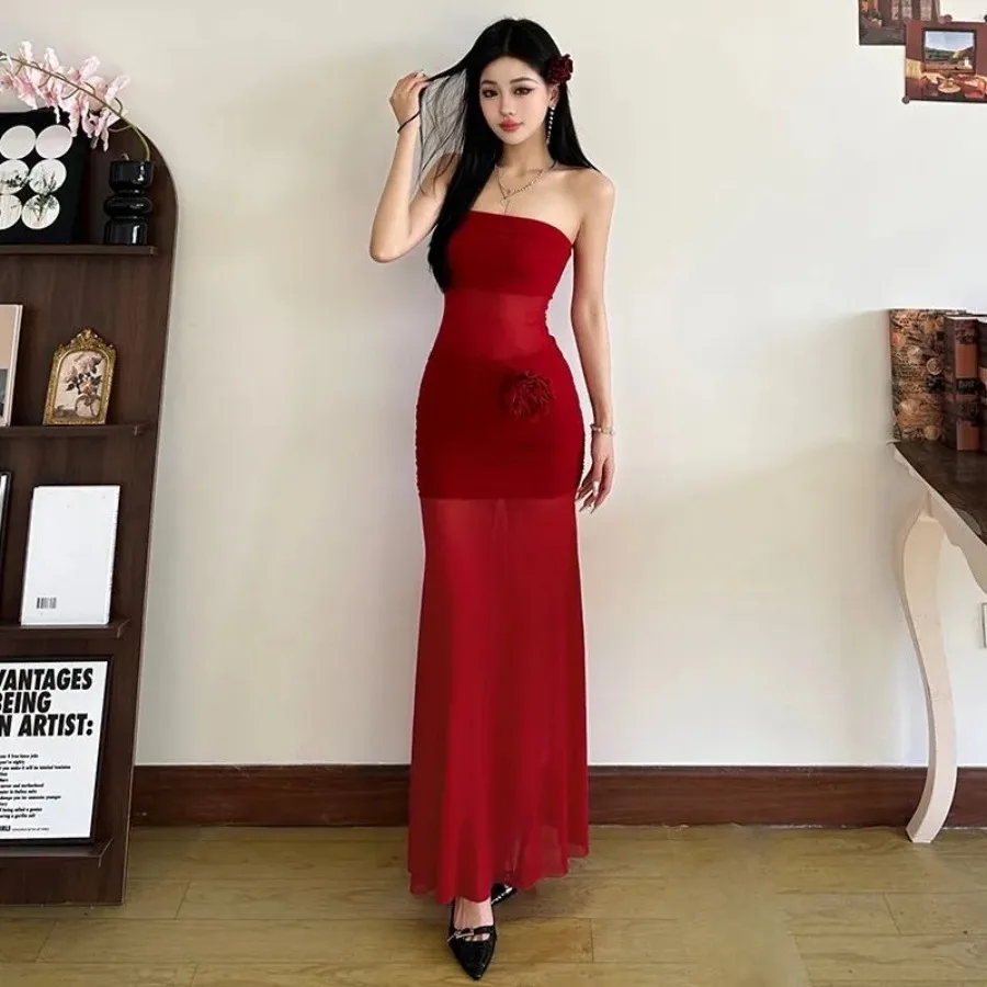 【New style】French retro tube top dress women's three-dimensional flower waist slim neckline perspective chest wrap hip wrap lon
【New style】French retro tube top dress women's three-dimensional flower waist slim neckline perspective chest wrap hip wrap lon