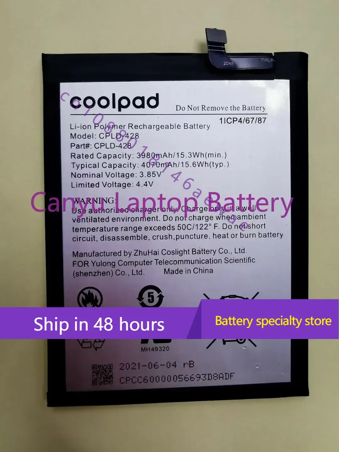 Новая батарея 4070 мА · ч, аккумулятор для смартфона Coolpad legacy, CPLD-428 us 3705a, LTE-A
Новая батарея 4070 мА · ч, аккумулятор для смартфона Coolpad legacy, CPLD-428 us 3705a, LTE-A