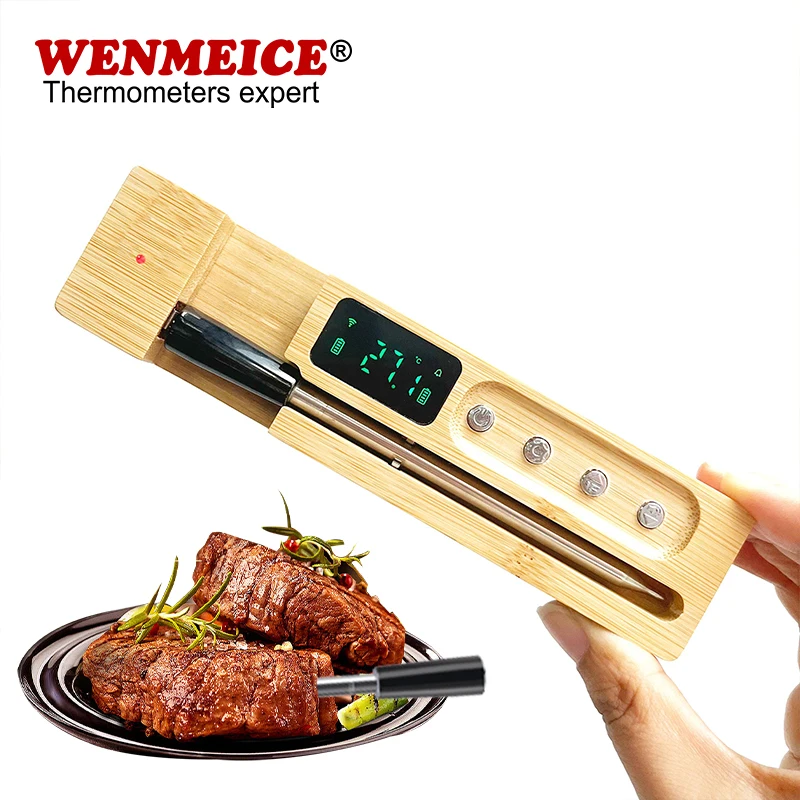 WENMEICE Wireless Meat Thermometer Digital Bluetooth Thermometer Rechargeable with LCD Screen Support Mobile APP for BBQ Grill
WENMEICE Wireless Meat Thermometer Digital Bluetooth Thermometer Rechargeable with LCD Screen Support Mobile APP for BBQ Grill