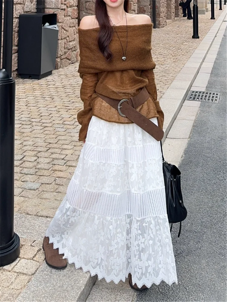 Новые осенние модные женские комплекты из 2 предметов, сексуальный вязаный свитер с открытыми плечами и длинная кружевная юбка, шикарные костюмы из двух предметов
Новые осенние модные женские комплекты из 2 предметов, сексуальный вязаный свитер с открытыми плечами и длинная кружевная юбка, шикарные костюмы из двух предметов