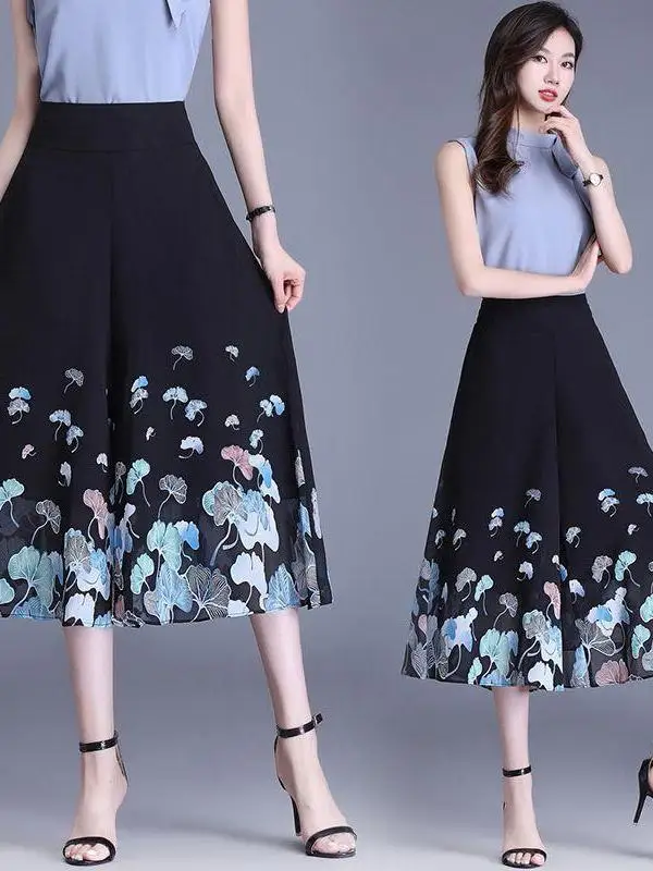Summer Thin Printed High Waist Mom Pants Wide Leg Casual Skort for Women Silk Chiffon Drapey Loose Fit Casual Trousers
Summer Thin Printed High Waist Mom Pants Wide Leg Casual Skort for Women Silk Chiffon Drapey Loose Fit Casual Trousers