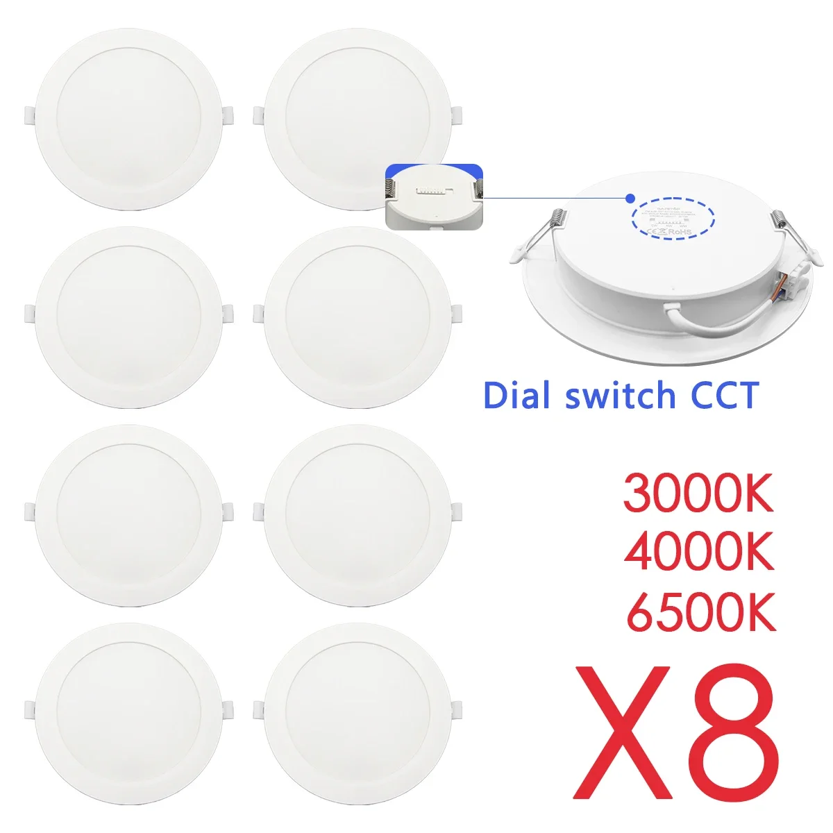 8 шт. светодиодных потолочных светильников 3 CCT, встраиваемые, AC100-240V, 6W, 10W, 14W, 17W, 20W, 24W, холодный/теплый белый свет
8 шт. светодиодных потолочных светильников 3 CCT, встраиваемые, AC100-240V, 6W, 10W, 14W, 17W, 20W, 24W, холодный/теплый белый свет