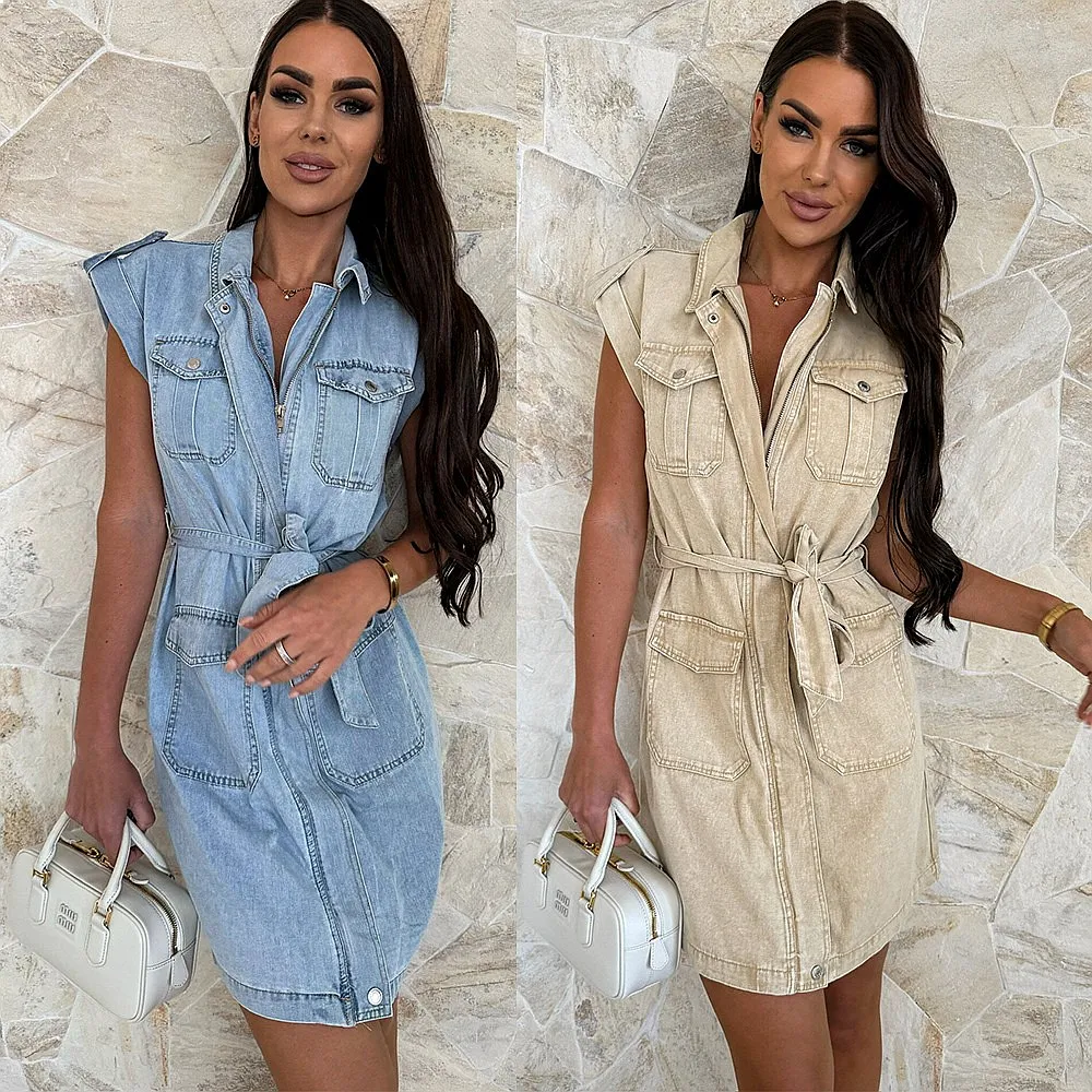 Casual Denim Dress Short Sleeve French Style Spring Summer Dresses Jumpsuit Overall Playsuit
Casual Denim Dress Short Sleeve French Style Spring Summer Dresses Jumpsuit Overall Playsuit