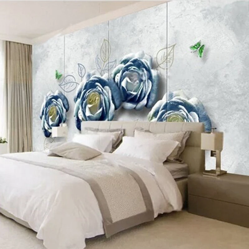 Papel tapiz Mural Minimalist Elegant Blue Rose Flower Papel Pintado Leaves Three-Dimensional Butterfly Decoracao Para Quarto
Papel tapiz Mural Minimalist Elegant Blue Rose Flower Papel Pintado Leaves Three-Dimensional Butterfly Decoracao Para Quarto