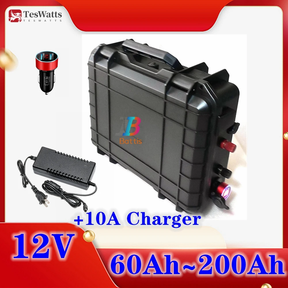 Портативный прочный аккумулятор Lifepo4 Teswatts от 12 В, 60 Ач до 200 Ач + зарядное устройство 10 А
Портативный прочный аккумулятор Lifepo4 Teswatts от 12 В, 60 Ач до 200 Ач + зарядное устройство 10 А