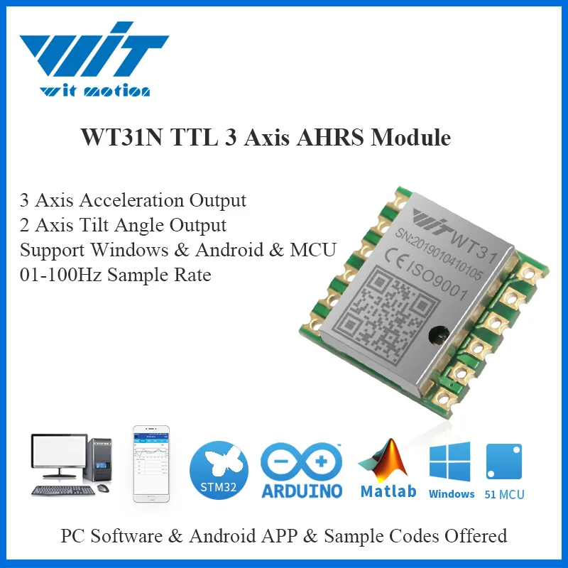 WitMotion WT31N AHRS IMU Sensor 2 Axis Digital Tilt Angle (Roll Pitch) + 3 Axis Accelerometer Inclinometer For PC/Android/MCU
WitMotion WT31N AHRS IMU Sensor 2 Axis Digital Tilt Angle (Roll Pitch) + 3 Axis Accelerometer Inclinometer For PC/Android/MCU