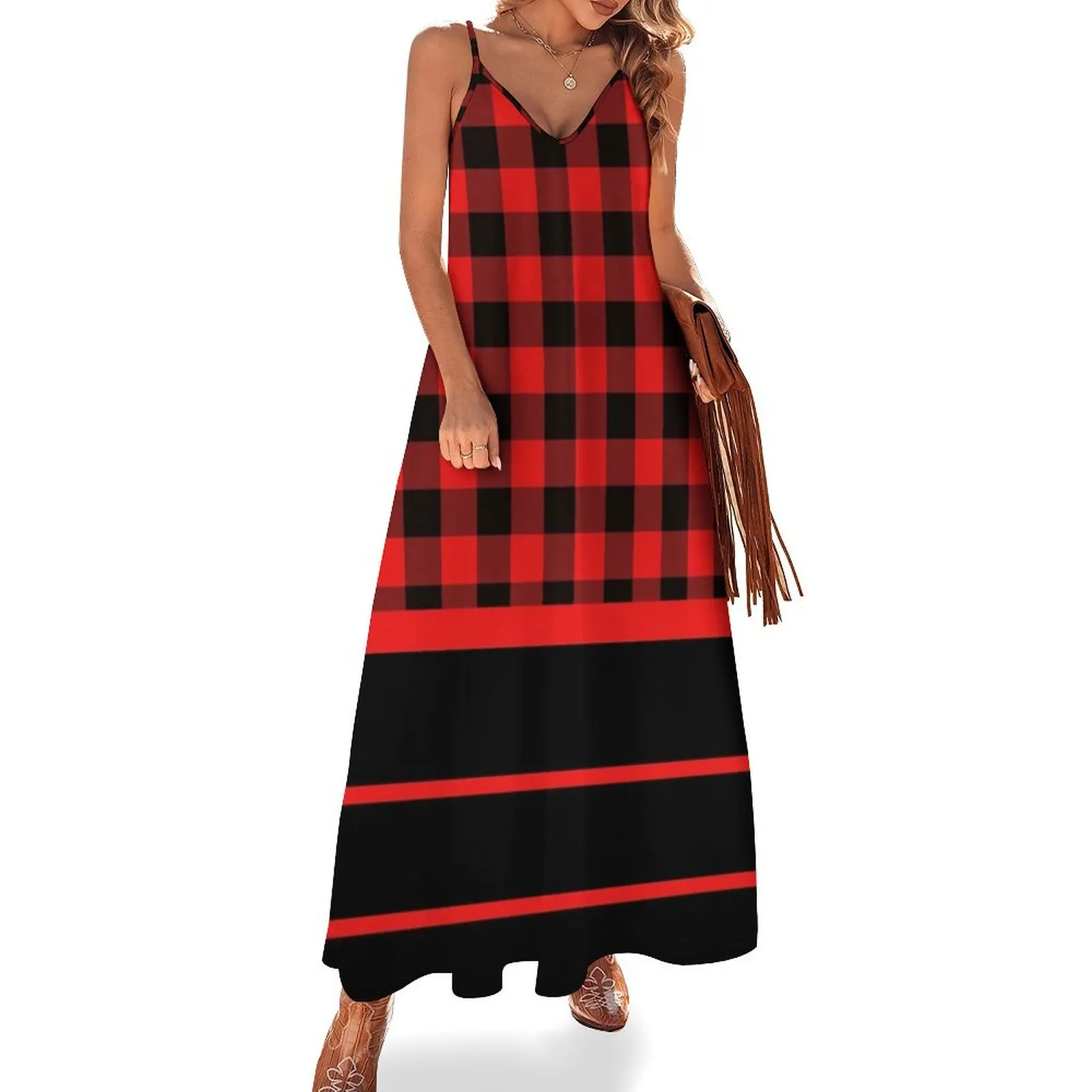 Red Black Buffalo Plaid & Stripes Sleeveless Dress evening dress women summer woman dress 2025
Red Black Buffalo Plaid & Stripes Sleeveless Dress evening dress women summer woman dress 2025