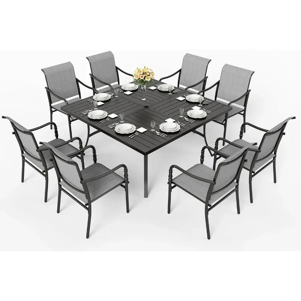 % Обеденный набор на открытом воздухе на 8, квадратный стол 60 дюймов с 8 стульями с подлокотником, столом и стульями для патио для заднего двора, сада, газона, крыльца
% Обеденный набор на открытом воздухе на 8, квадратный стол 60 дюймов с 8 стульями с подлокотником, столом и стульями для патио для заднего двора, сада, газона, крыльца