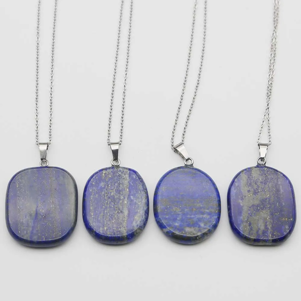Boutique Natural Stone Lapis Lazuli Necklace Flat Irregularity Pendant Stainless Steel Chain Fashion Charm DIY Jewelry Gift 6PCS
Boutique Natural Stone Lapis Lazuli Necklace Flat Irregularity Pendant Stainless Steel Chain Fashion Charm DIY Jewelry Gift 6PCS