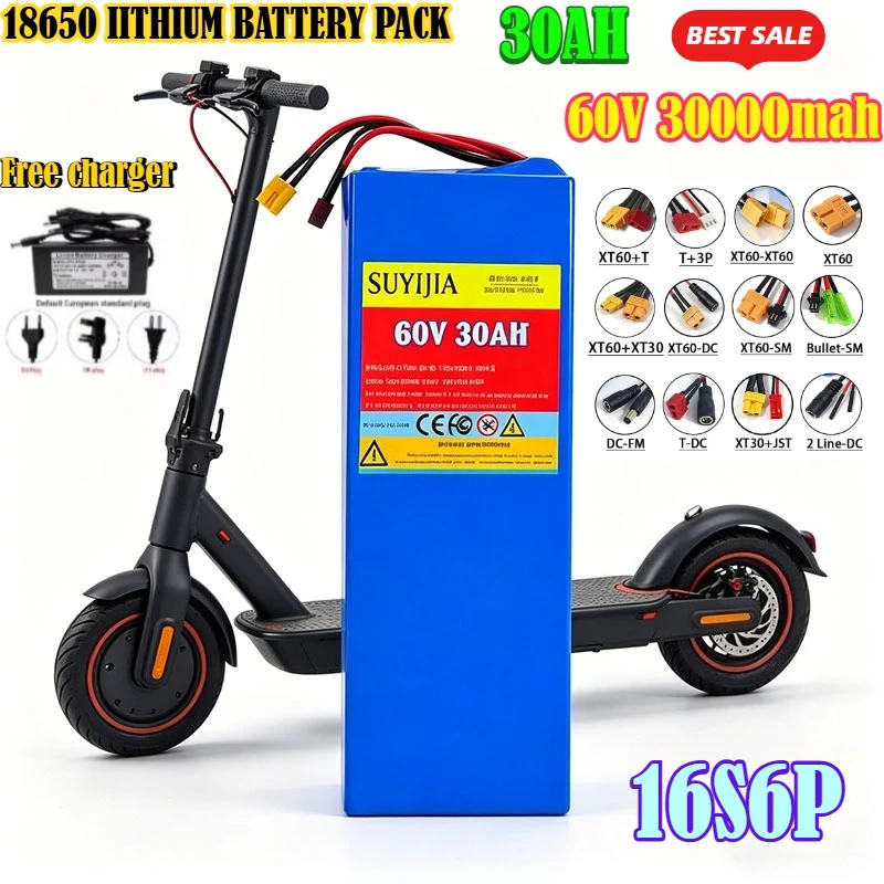 18650 Lithium Battery Pack 16S6P 60V High Power 30Ah 0-3000W High Power Built-in BMS Suitable for Electric Bicycles and Scooters
18650 Lithium Battery Pack 16S6P 60V High Power 30Ah 0-3000W High Power Built-in BMS Suitable for Electric Bicycles and Scooters
