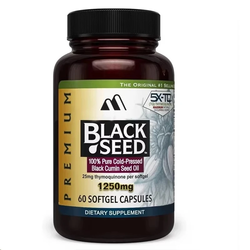 High quality black seed oil capsules - helpful for digestive health and immune support -60 capsules, 1250mg
High quality black seed oil capsules - helpful for digestive health and immune support -60 capsules, 1250mg