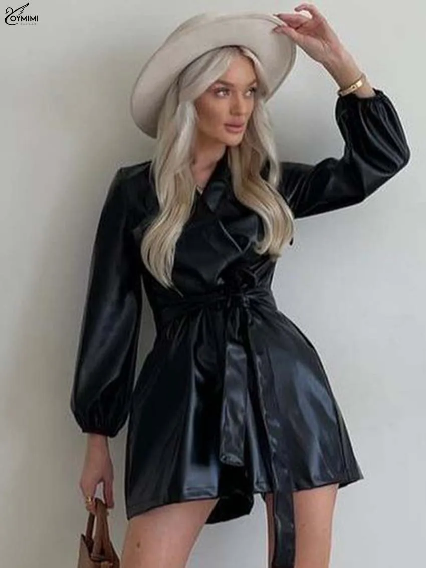 Oymimi Elegant Black Pu Leather Dresses 2025 Woman Fashion V-Neck Wrist Sleeve Lace-Up Dresses Casual Straight Mini Dress Female
Oymimi Elegant Black Pu Leather Dresses 2025 Woman Fashion V-Neck Wrist Sleeve Lace-Up Dresses Casual Straight Mini Dress Female