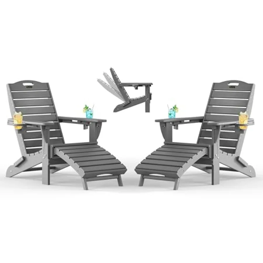Adjustable Adirondack Chairs Set of 2 with Retractable Ottoman, HDPE Folding Adirondack Chair with Cup Holders, Weather Resista
Adjustable Adirondack Chairs Set of 2 with Retractable Ottoman, HDPE Folding Adirondack Chair with Cup Holders, Weather Resista
