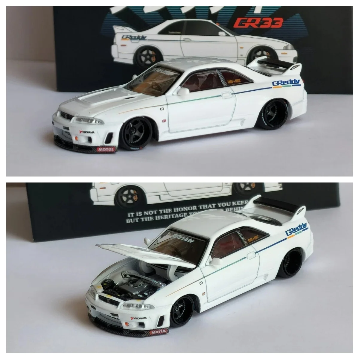 Kaido House x Mini GT 1:64 Skyline GT-R (R33) Greddy GR33 V1 KHMG113 Diecast Metal Car model car Limited Alloy
Kaido House x Mini GT 1:64 Skyline GT-R (R33) Greddy GR33 V1 KHMG113 Diecast Metal Car model car Limited Alloy