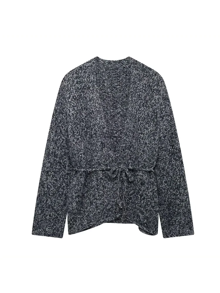 Willshela Women Fashion With Belt Grey Lace Up Knitted Sweater Vintage V-Neck Long Sleeves Female Chic Lady Outfits
Willshela Women Fashion With Belt Grey Lace Up Knitted Sweater Vintage V-Neck Long Sleeves Female Chic Lady Outfits
