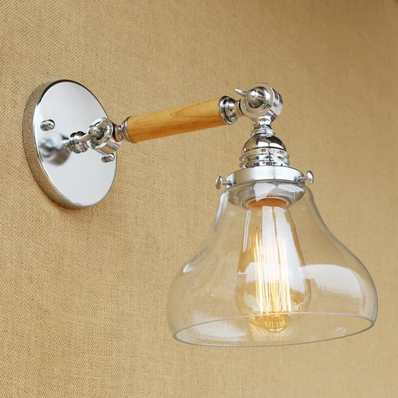 Retro Small Wall lamp glass lampshade free adjust wood single swing arm for living room bedroom
Retro Small Wall lamp glass lampshade free adjust wood single swing arm for living room bedroom
