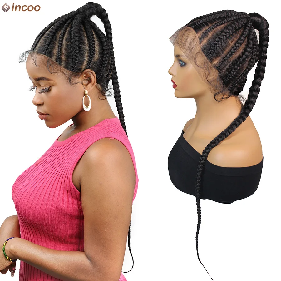 Tribal High Ponytail Cornrow Braided Lace Wigs Knotless Synthetic Full Lace Braided Wigs For Black Women 30inch Jumbo Braid Wig
Tribal High Ponytail Cornrow Braided Lace Wigs Knotless Synthetic Full Lace Braided Wigs For Black Women 30inch Jumbo Braid Wig