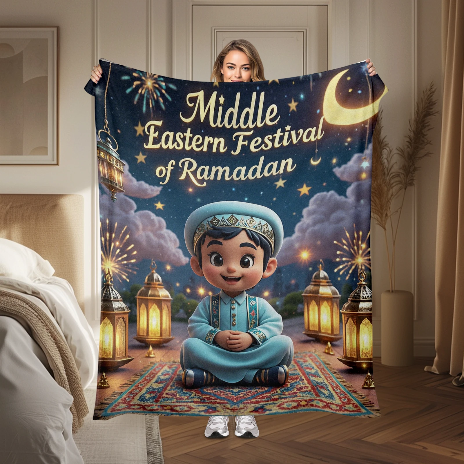 Memorial Blanket Featuring Cartoon Figures Lanterns And Moon Elements Ideal For Family Celebrations
Memorial Blanket Featuring Cartoon Figures Lanterns And Moon Elements Ideal For Family Celebrations