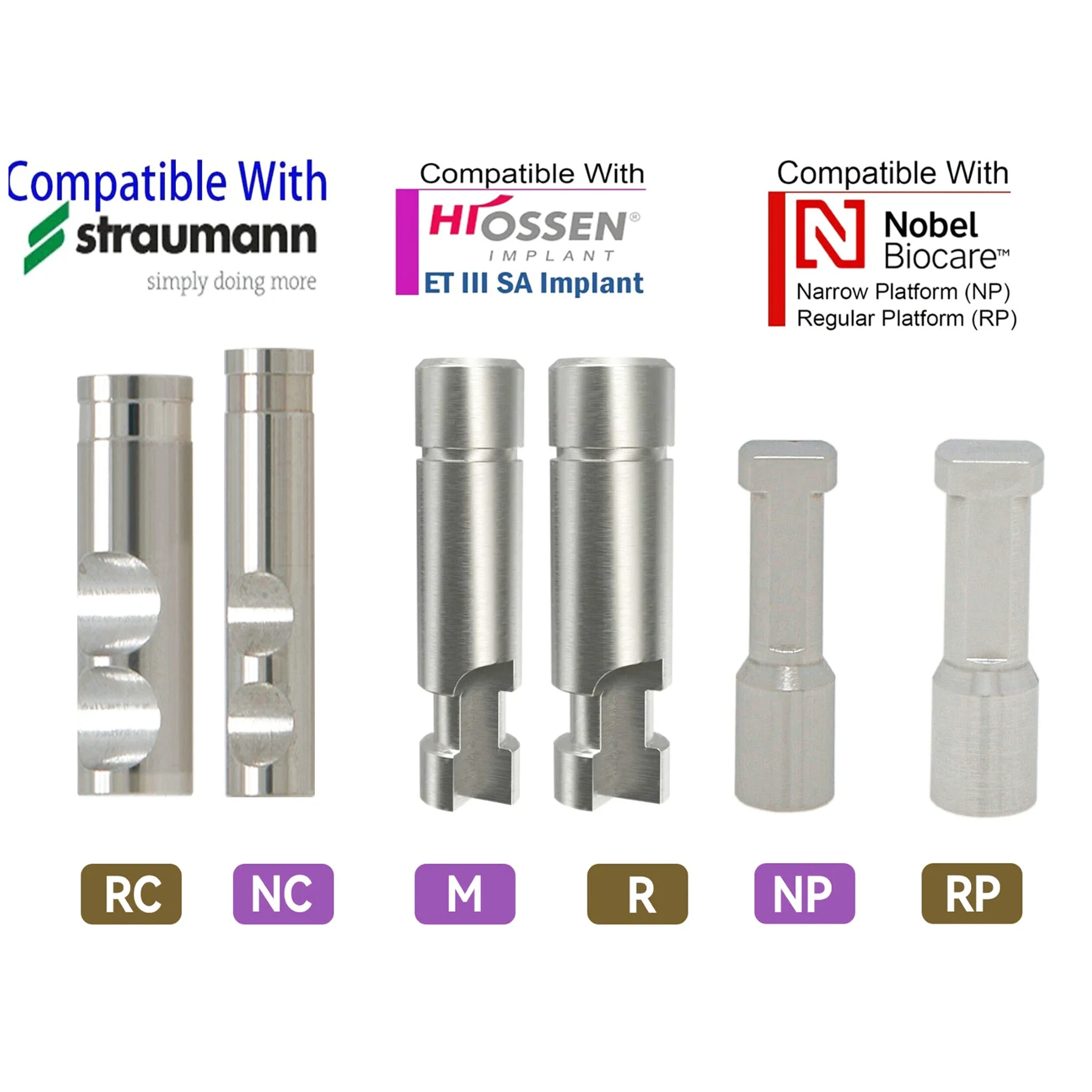 Аналоги имплантатов стоматологической лаборатории для совместимых ITI Straumann Hiossen Nobel Biocare
Аналоги имплантатов стоматологической лаборатории для совместимых ITI Straumann Hiossen Nobel Biocare