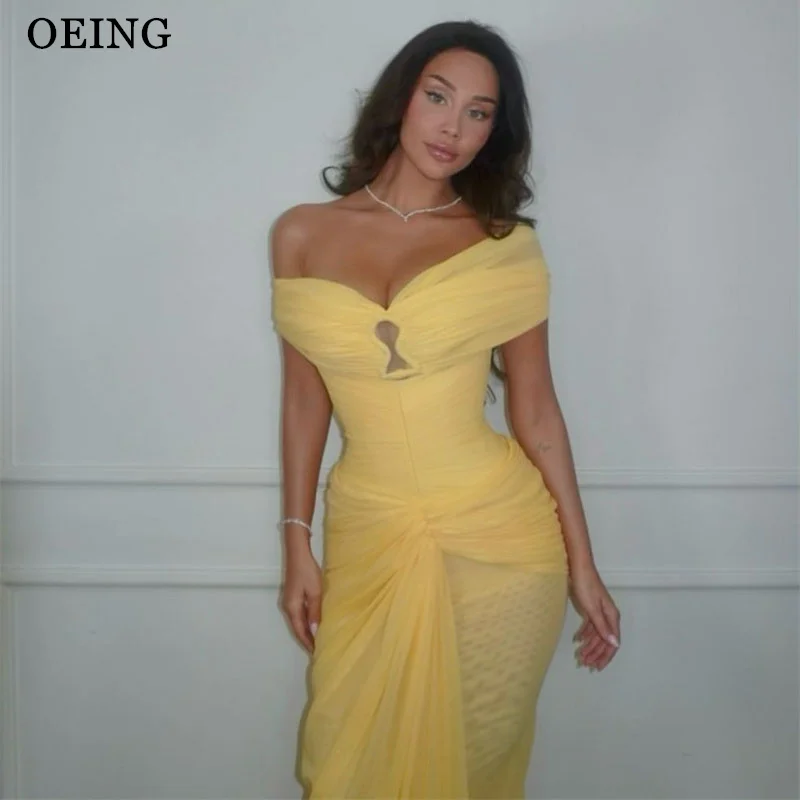 OEING Simple Mermaid Prom Dresses Off Shoulder Pleats Floor-Length Illusion Party Gowns שמלות ערב Customized 
OEING Simple Mermaid Prom Dresses Off Shoulder Pleats Floor-Length Illusion Party Gowns שמלות ערב Customized