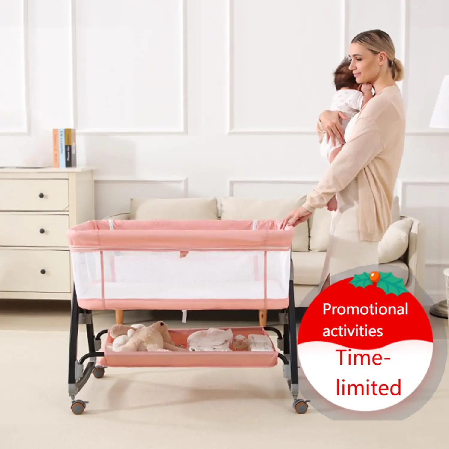 Bedside Bassinet for Baby, 3 in 1 Breathable Mesh Baby Bassinet, 6 Height Adjustable, Easy to Assemble, Bassinet Bedside Sleeper
Bedside Bassinet for Baby, 3 in 1 Breathable Mesh Baby Bassinet, 6 Height Adjustable, Easy to Assemble, Bassinet Bedside Sleeper