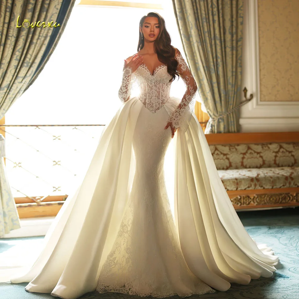 Loverxu Mermaid Sexy Wedding Dresses Sweetheart Vestido De Novia Lace Embroidery Detachable Train Custom Made Bridal Gowns
Loverxu Mermaid Sexy Wedding Dresses Sweetheart Vestido De Novia Lace Embroidery Detachable Train Custom Made Bridal Gowns