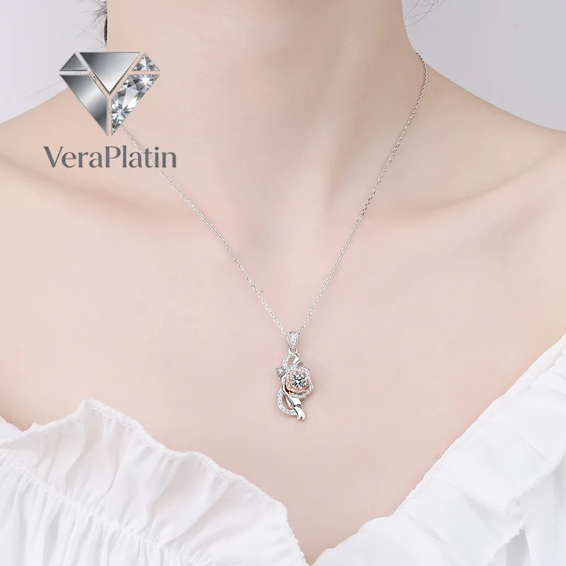 VeraPlatin Quality Platinum PT950 girls rose flower necklace with 0.5ct Moissanite Pendant for Women D Color Sparkling Diamond f
VeraPlatin Quality Platinum PT950 girls rose flower necklace with 0.5ct Moissanite Pendant for Women D Color Sparkling Diamond f
