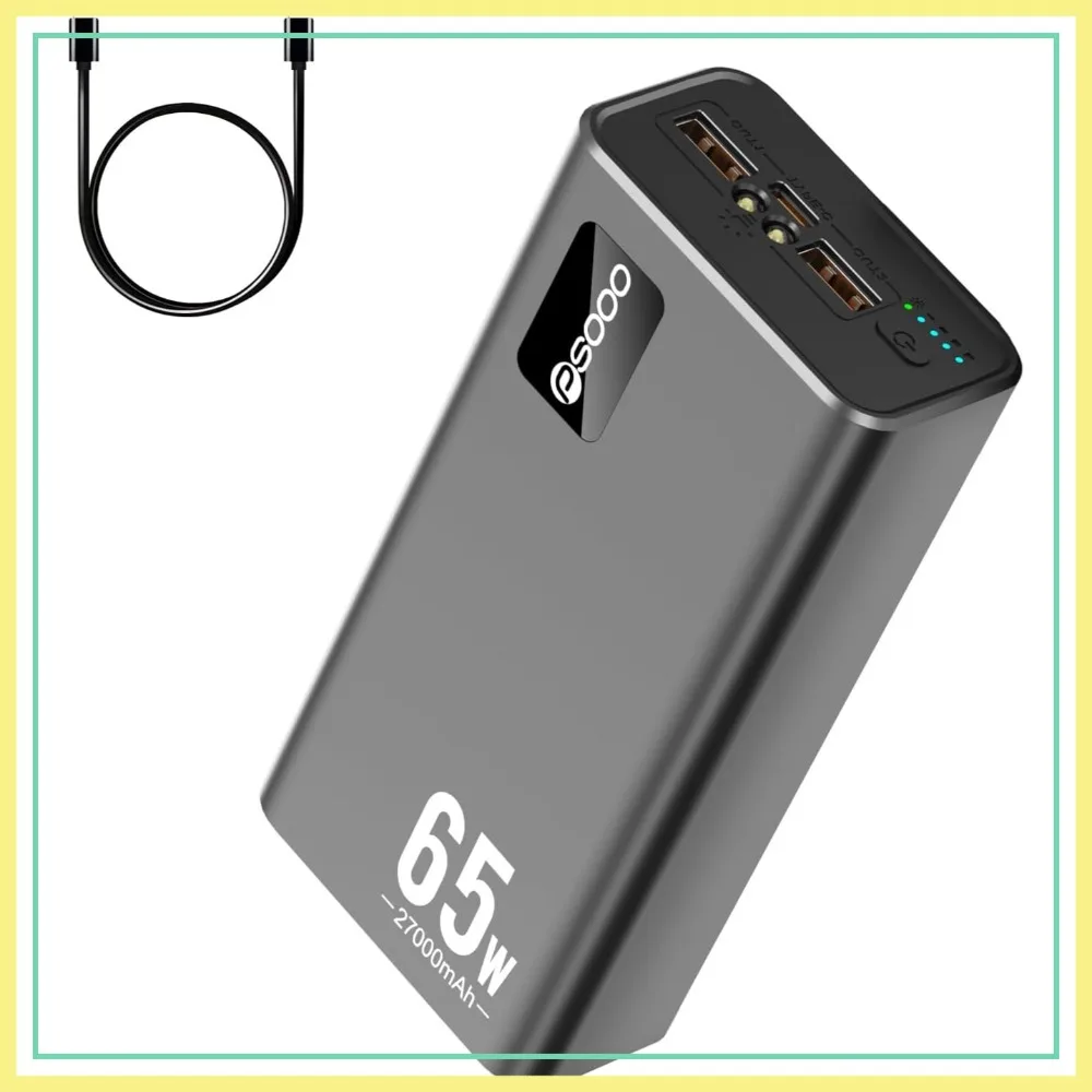 27000mAh 65W PD Fast Charging Power Bank, 3-Port External Battery with LED Flashlight, for iPhone, Samsung, MacBook, Tablet, Travel
27000mAh 65W PD Fast Charging Power Bank, 3-Port External Battery with LED Flashlight, for iPhone, Samsung, MacBook, Tablet, Travel