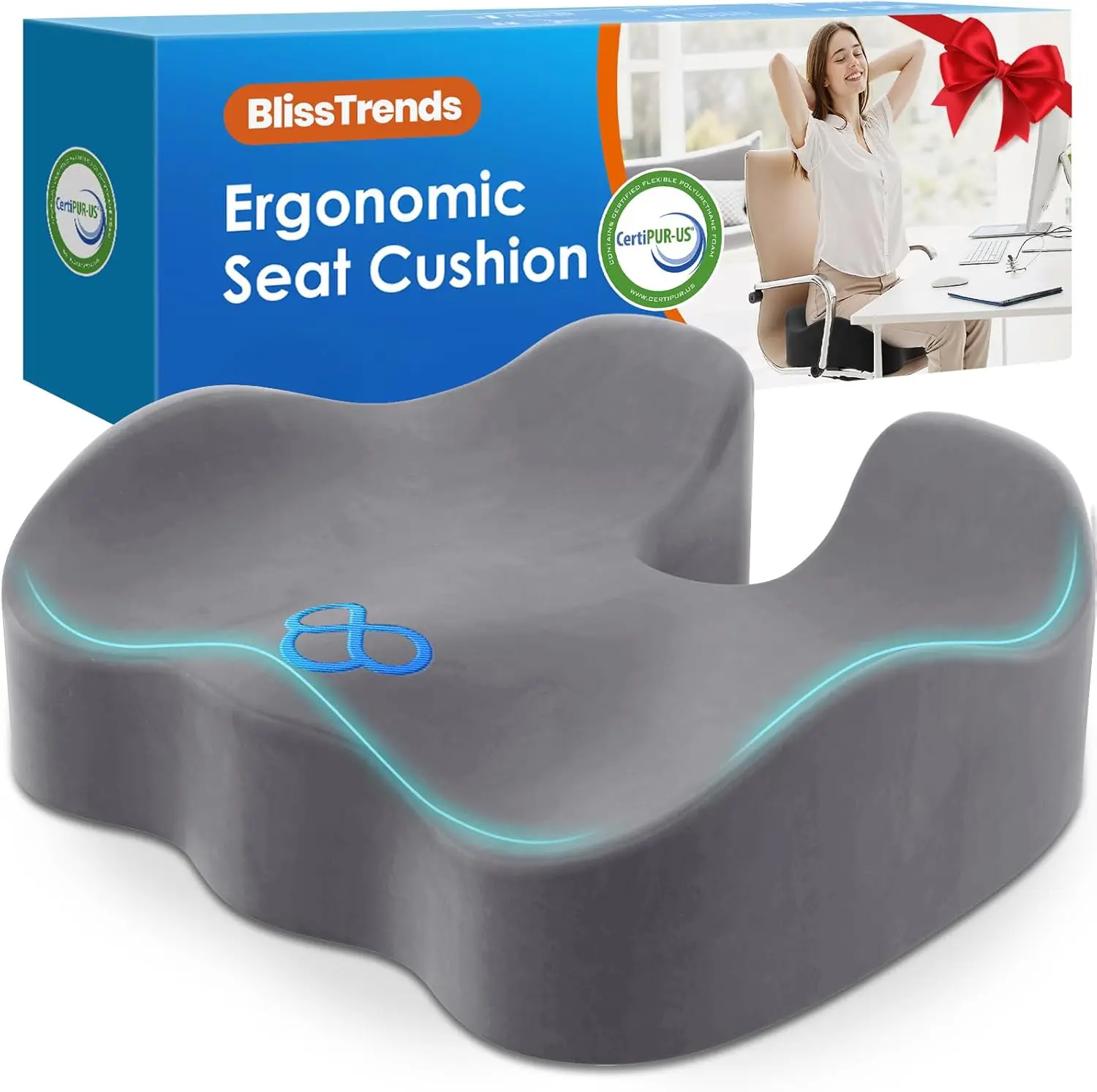 Thick Memory Foam Seat Cushion for Office Chair, Car, Airplane - Relieve Tailbone & Sciatica Pain, 4.7 Inch, Light Grey
Thick Memory Foam Seat Cushion for Office Chair, Car, Airplane - Relieve Tailbone & Sciatica Pain, 4.7 Inch, Light Grey