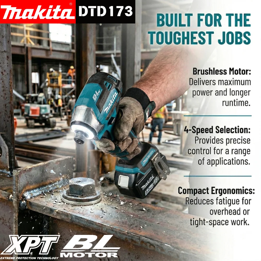 Makita DTD173 bule 18v Brushless Lithium-ion Impact Driver Power Tool Multifunctional Tool, Drill Bit, Power Tool
Makita DTD173 bule 18v Brushless Lithium-ion Impact Driver Power Tool Multifunctional Tool, Drill Bit, Power Tool