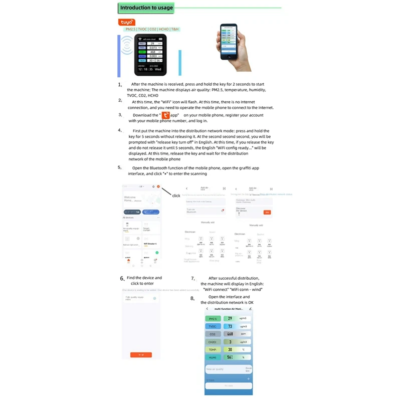 Tuya Wifi 7 In 1 Smart Air Quality Monitor CO2 Meter TVOC HCHO PM2.5 Tester Formaldehyde Gas Detector White
Tuya Wifi 7 In 1 Smart Air Quality Monitor CO2 Meter TVOC HCHO PM2.5 Tester Formaldehyde Gas Detector White