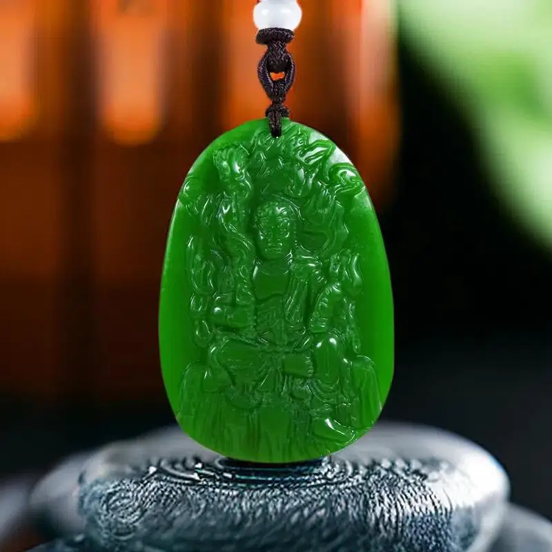 Green Real Jade Bodhisattva Pendant Necklace Gift Gifts for Women Accessories Men Natural Jasper Vintage Stone Carved Jewelry
Green Real Jade Bodhisattva Pendant Necklace Gift Gifts for Women Accessories Men Natural Jasper Vintage Stone Carved Jewelry