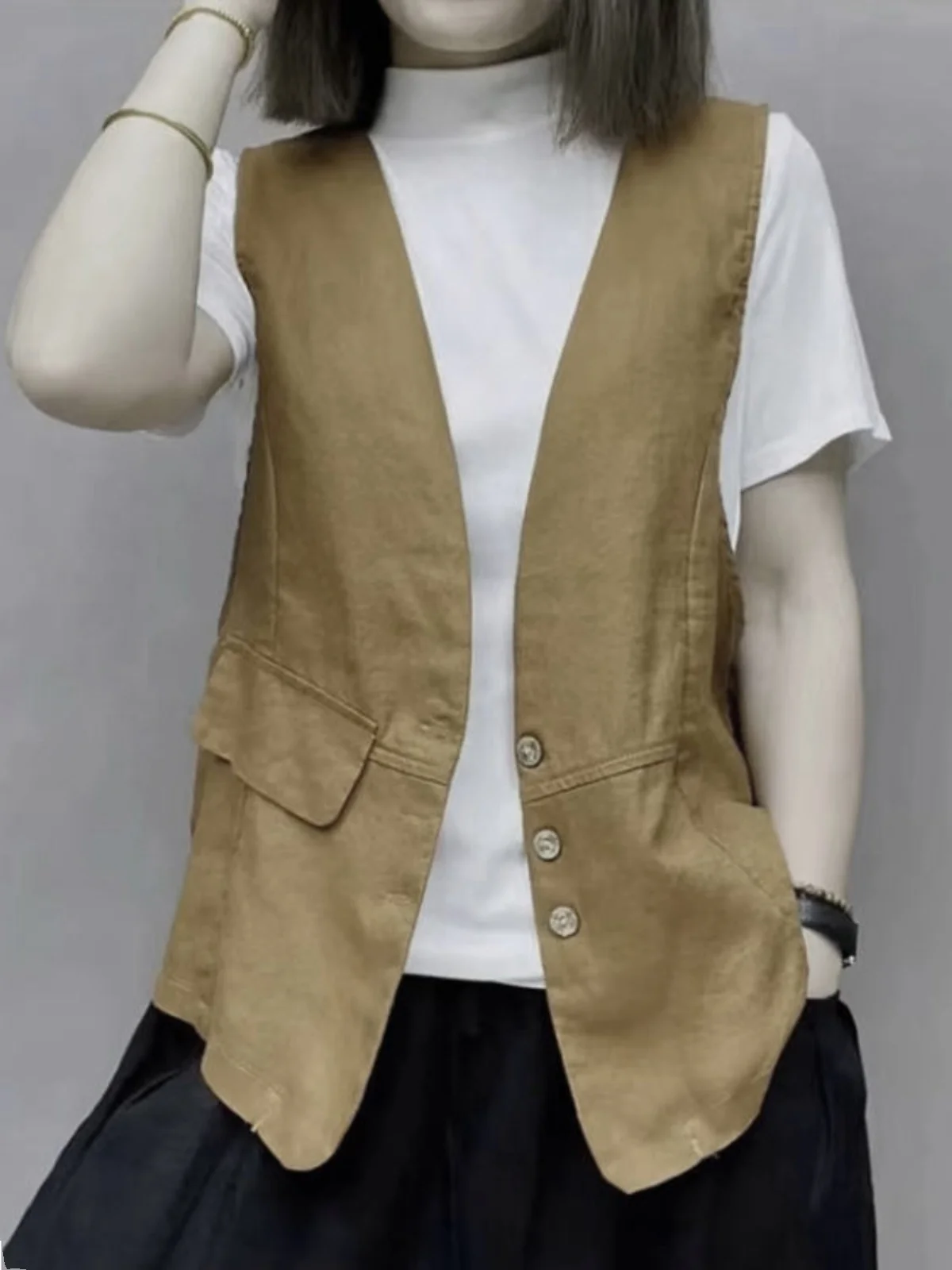 Spring Summer Thin Cotton Linen Women's Mid-Length Vest V-Ne Slimming Casual Jaet Commute Sle Single Button Closure
Spring Summer Thin Cotton Linen Women's Mid-Length Vest V-Ne Slimming Casual Jaet Commute Sle Single Button Closure