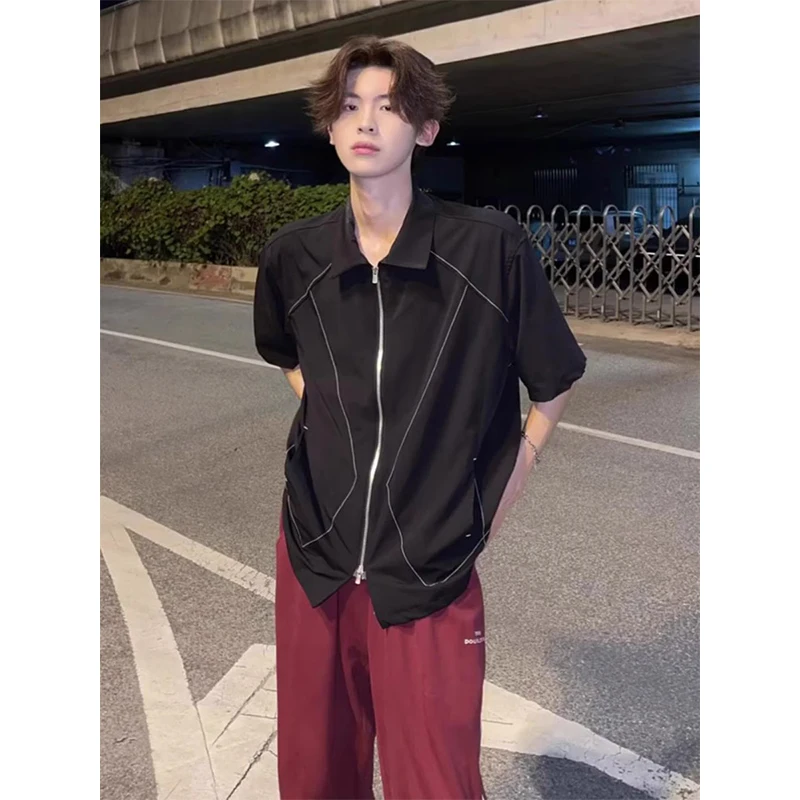 Black Short Sleeve Shirt Men's Spring Autumn Style Hairdresser Five-Quarter Sleeve Top High-End Feeling Handsome Shirt Jacket
Black Short Sleeve Shirt Men's Spring Autumn Style Hairdresser Five-Quarter Sleeve Top High-End Feeling Handsome Shirt Jacket